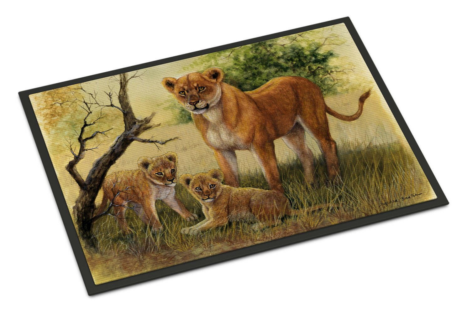 Lion and Cubs by Daphne Baxter Indoor or Outdoor Mat 24x36 BDBA0307JMAT - the-store.com