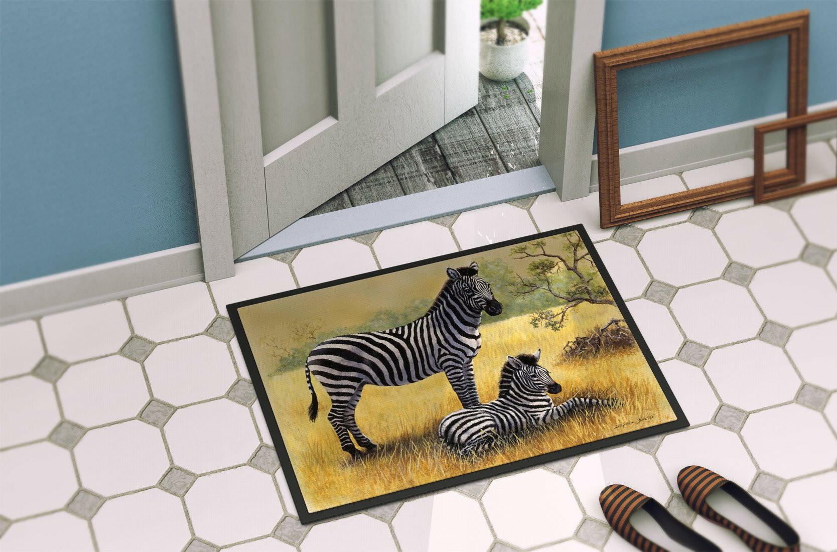 Zebras by Daphne Baxter Indoor or Outdoor Mat 24x36 BDBA0308JMAT - the-store.com