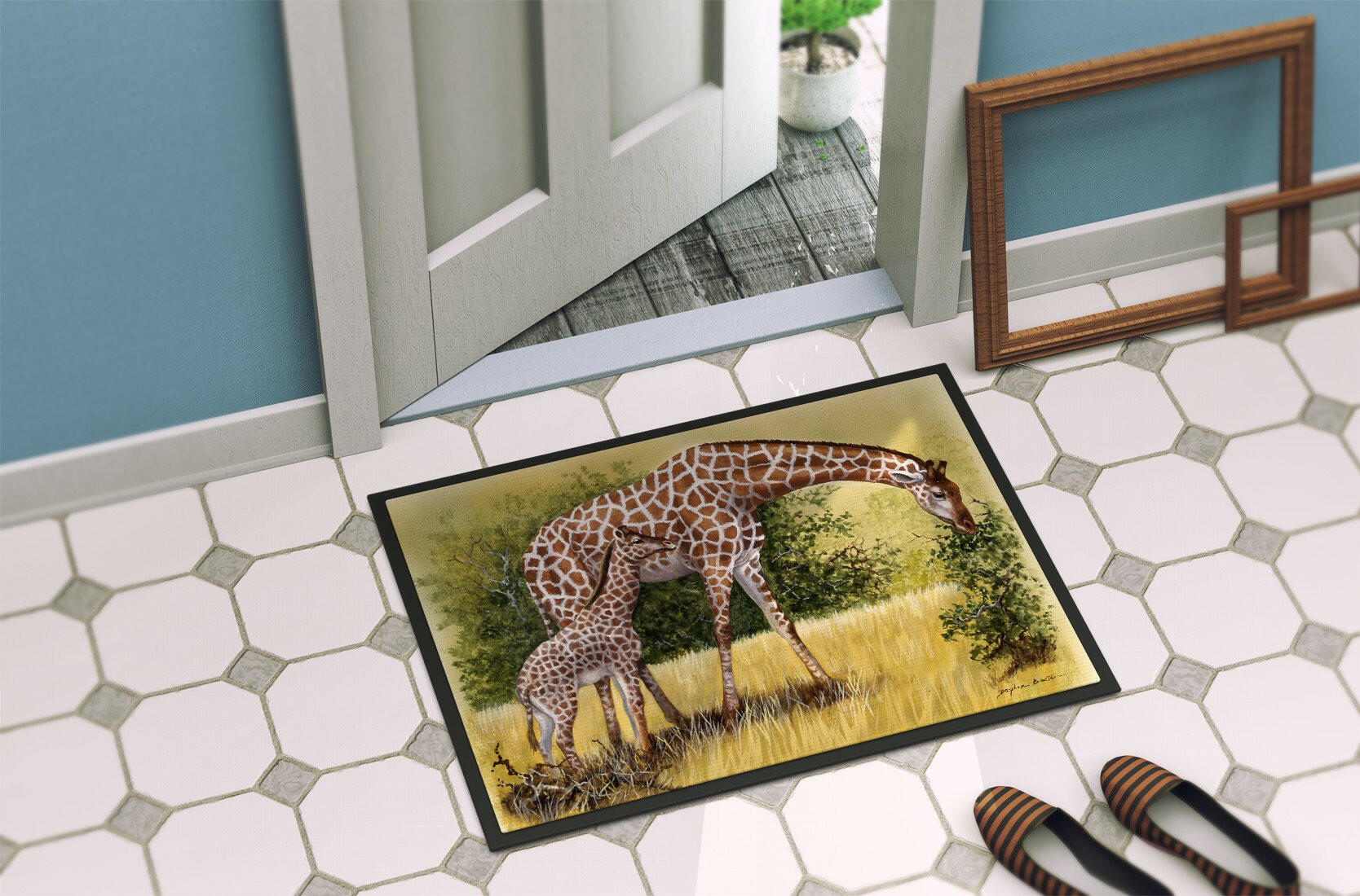 Giraffes by Daphne Baxter Indoor or Outdoor Mat 24x36 BDBA0309JMAT - the-store.com