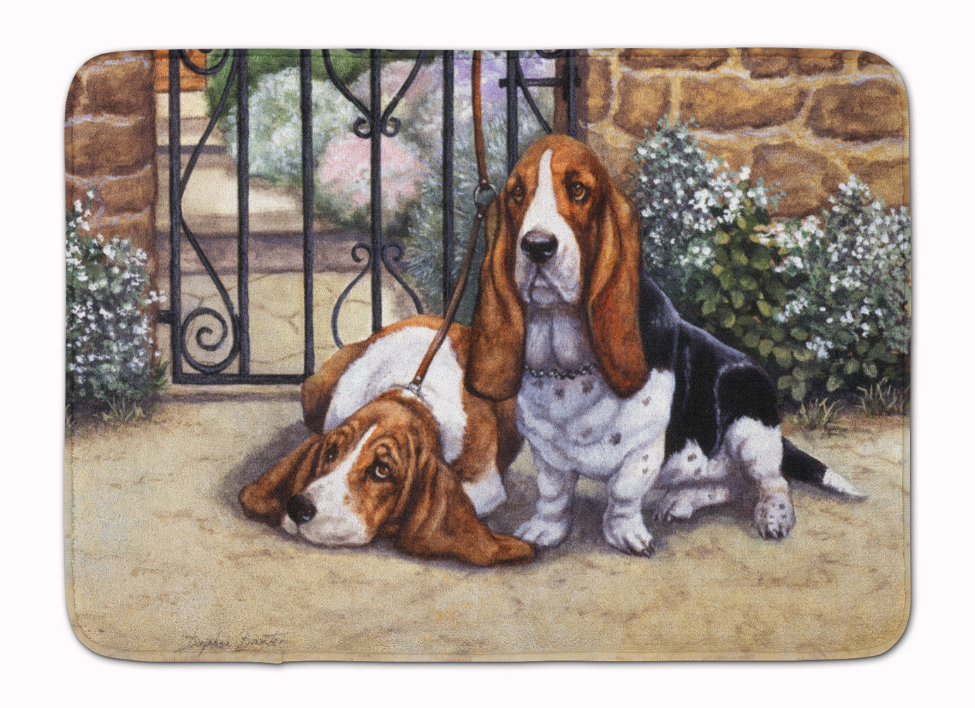 Basset Hound at the gate Machine Washable Memory Foam Mat BDBA0312RUG - the-store.com