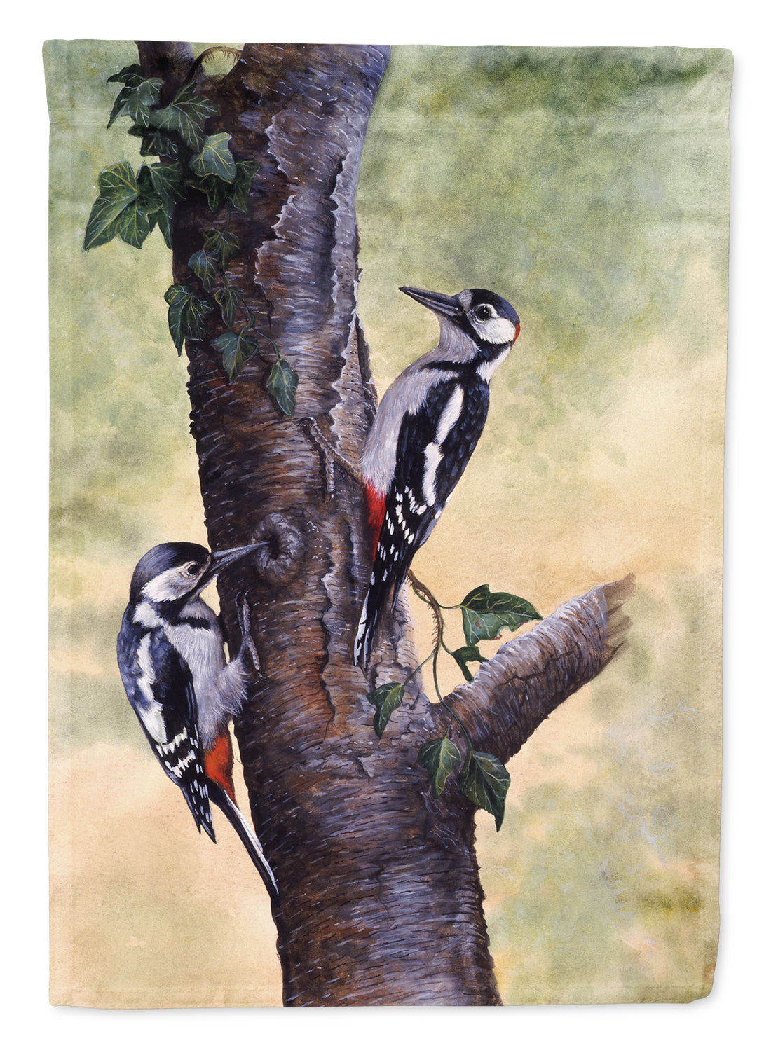 Woodpeckers by Daphne Baxter Flag Canvas House Size BDBA0335CHF  the-store.com.