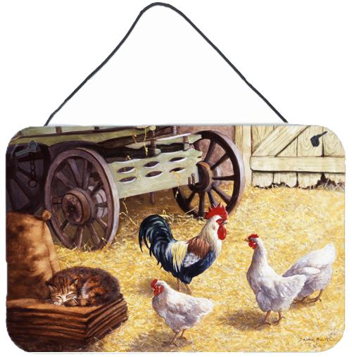 Rooster and Hens Chickens in the Barn Wall or Door Hanging Prints by Caroline's Treasures