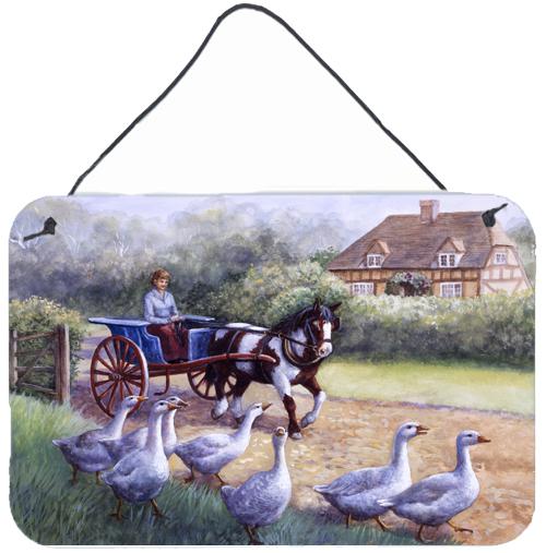 Geese Crossing before the Horse Wall or Door Hanging Prints by Caroline's Treasures