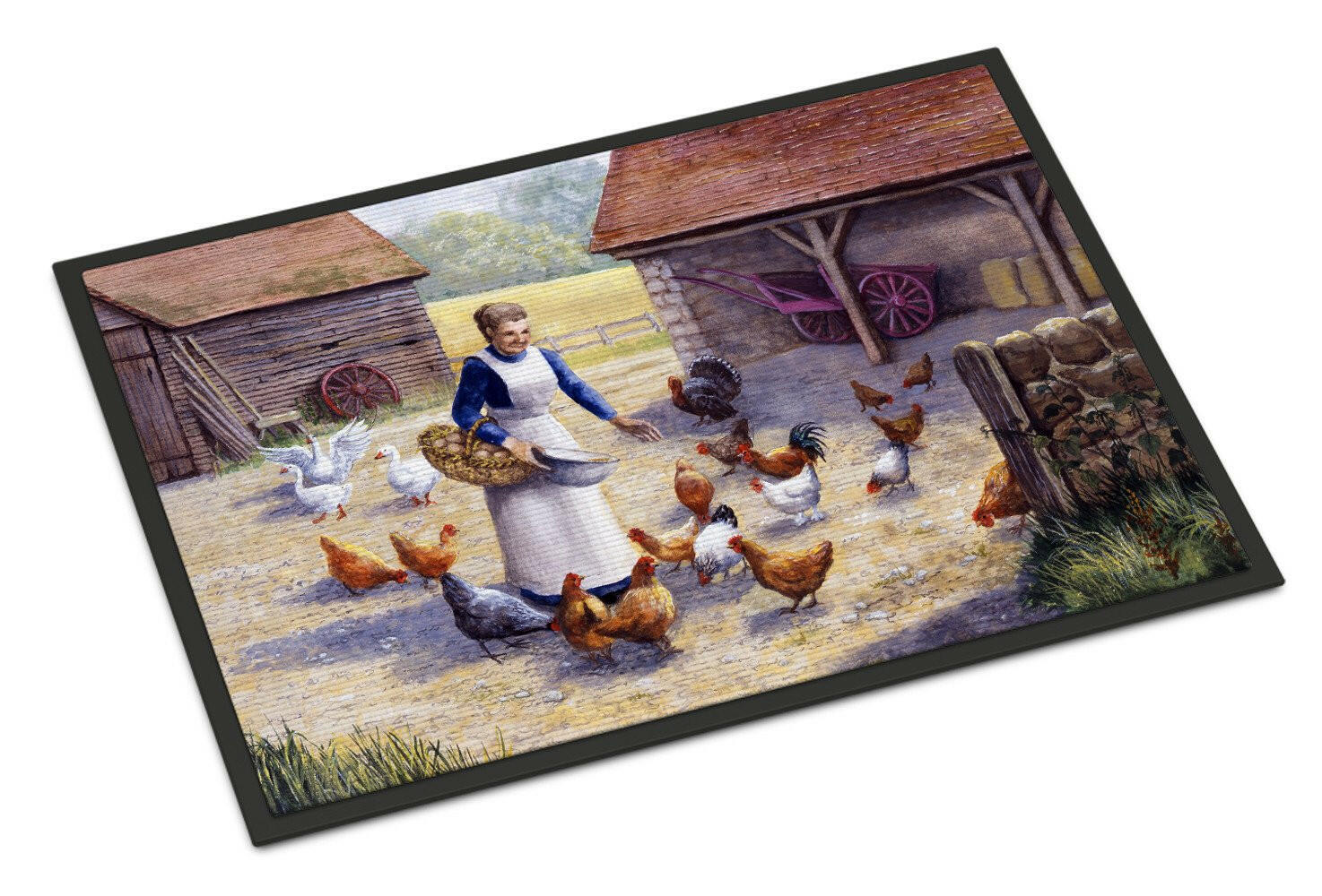 Chicken Hen Feeding Time Indoor or Outdoor Mat 24x36 BDBA0352JMAT - the-store.com