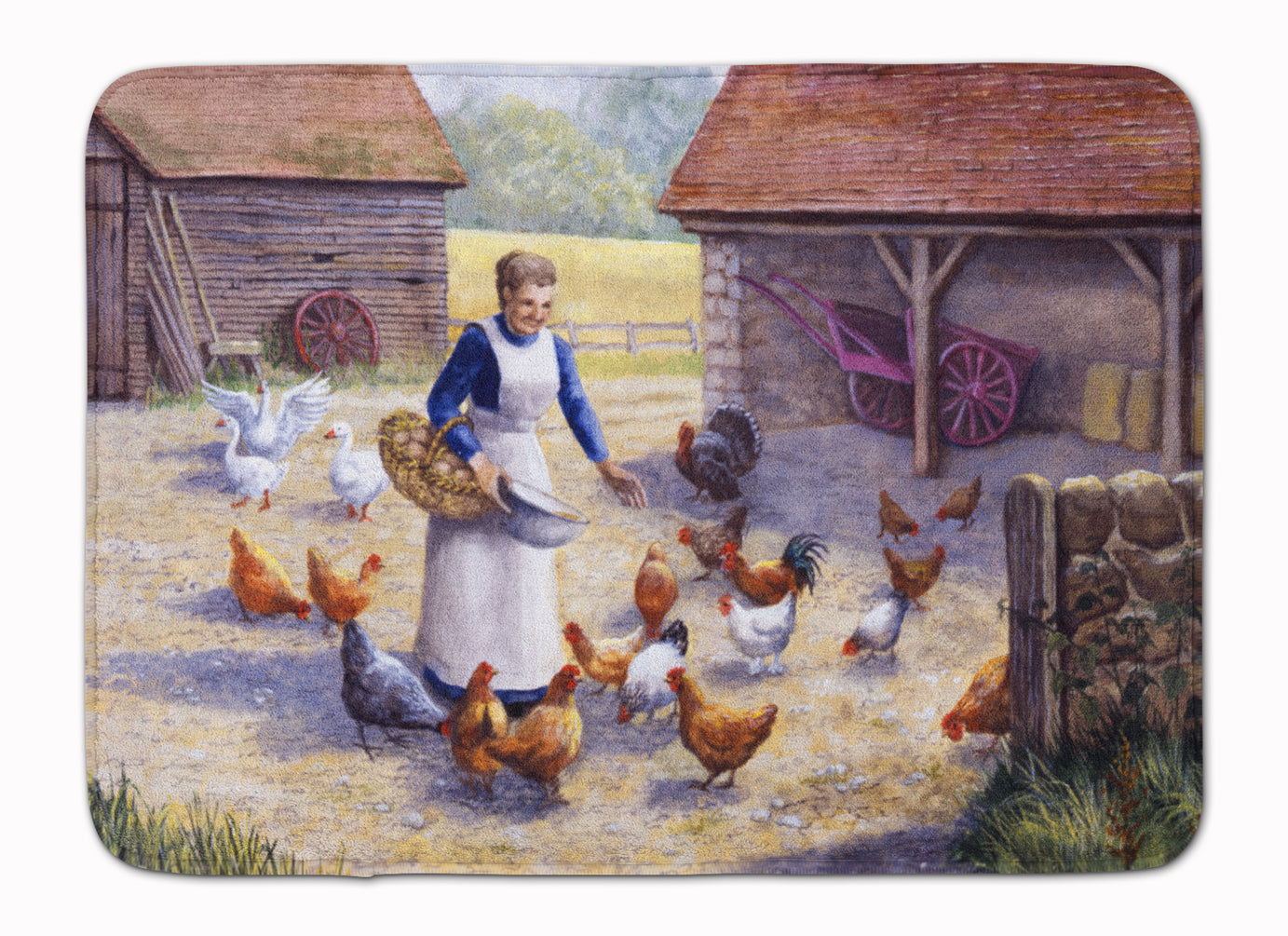 Chicken Hen Feeding Time Machine Washable Memory Foam Mat BDBA0352RUG - the-store.com