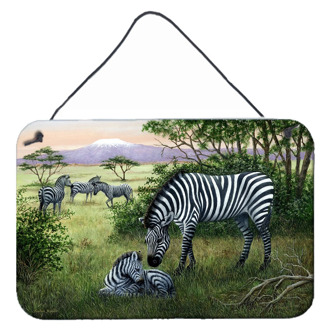 Zebras in the Field with Baby Wall or Door Hanging Prints BDBA0385DS812 by Caroline's Treasures