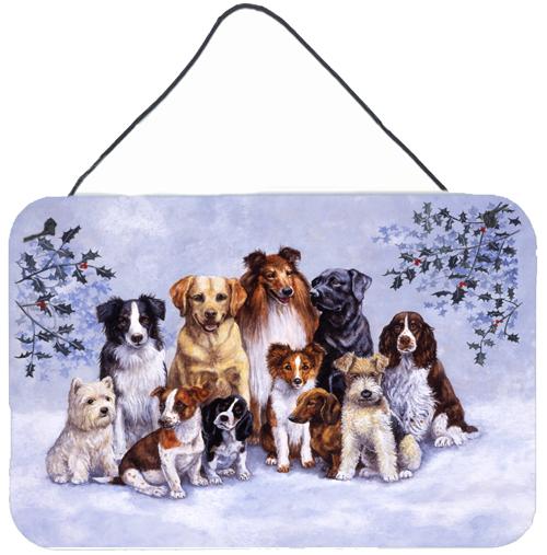 Winter Dogs Wall or Door Hanging Prints by Caroline's Treasures