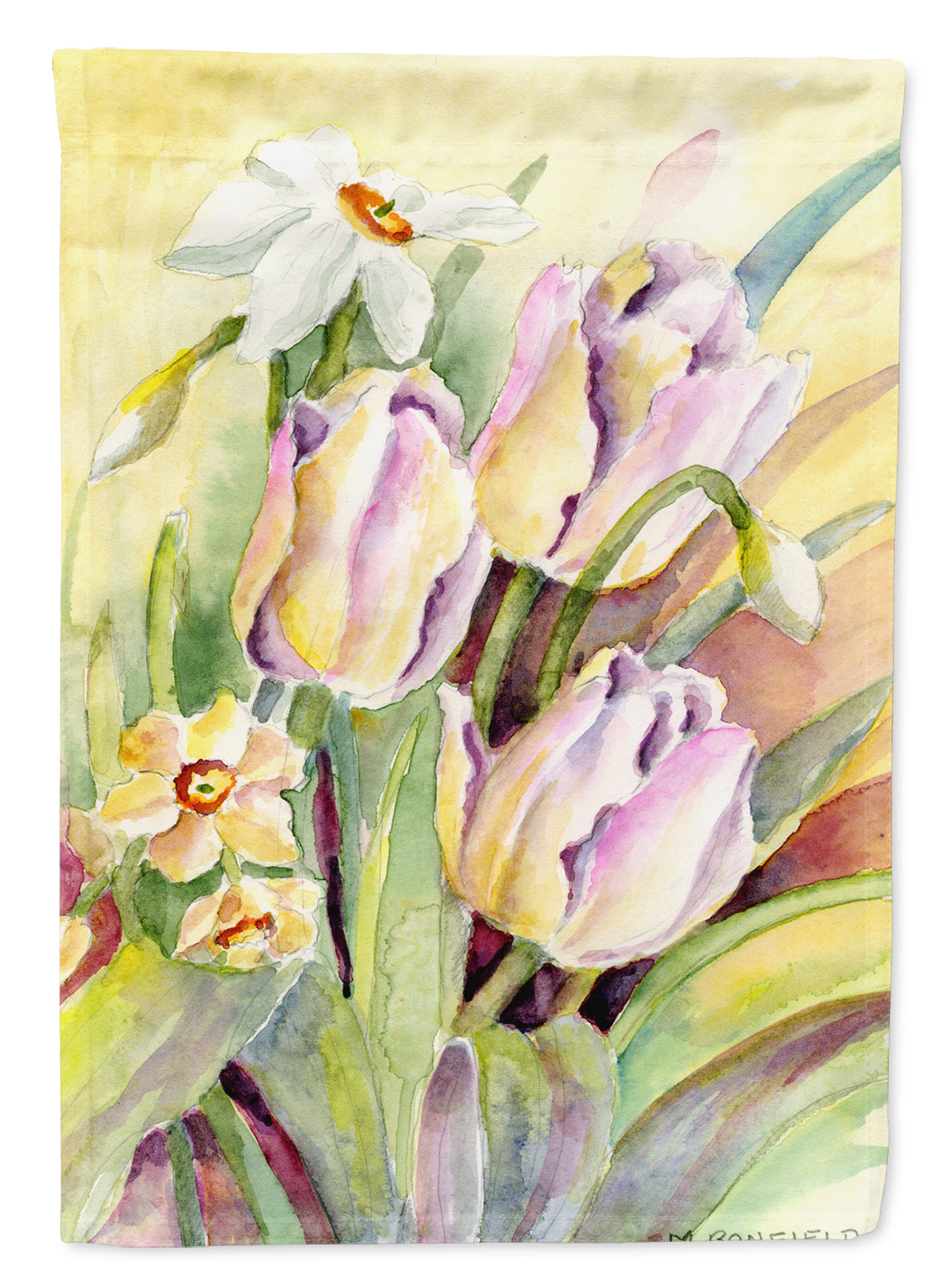 Tulips and Narcisuss Flag Canvas House Size BMBO0425CHF  the-store.com.