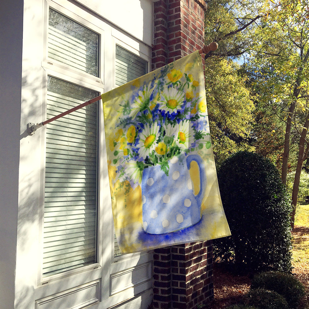 Blue and Yellow Flowers by Maureen Bonfield Flag Canvas House Size BMBO0730CHF  the-store.com.