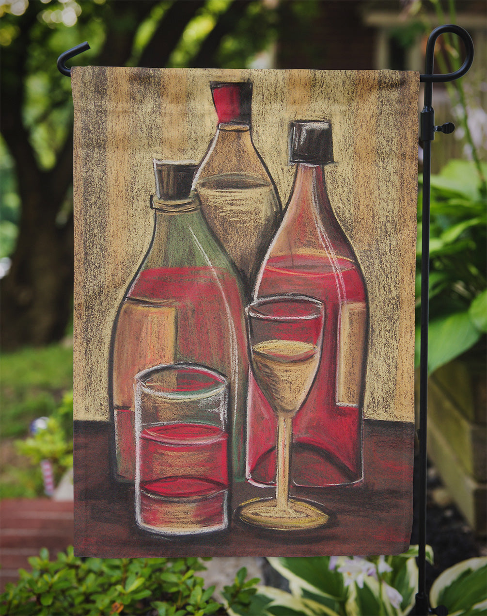 Bottles and Glasses Wine Flag Garden Size BTBU0169GF.