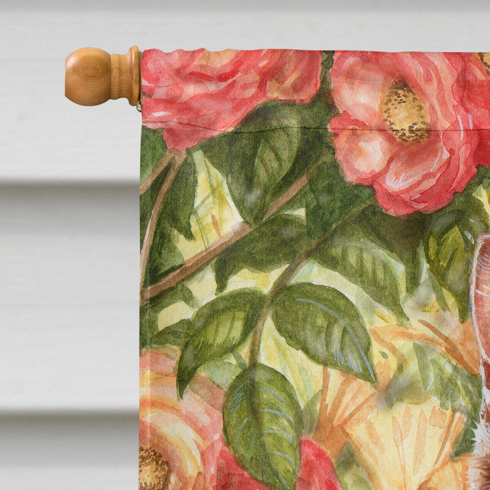 Tabby In The Roses by Debbie Cook Flag Canvas House Size CDCO0027CHF  the-store.com.