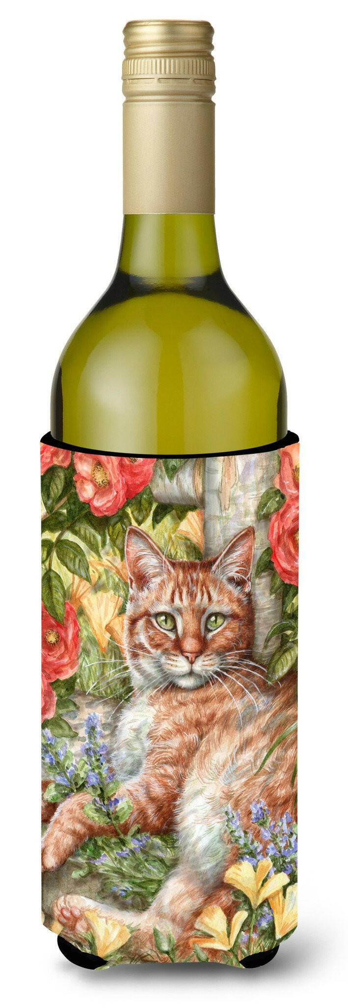 Tabby In The Roses by Debbie Cook Wine Bottle Beverage Insulator Hugger CDCO0027LITERK by Caroline's Treasures