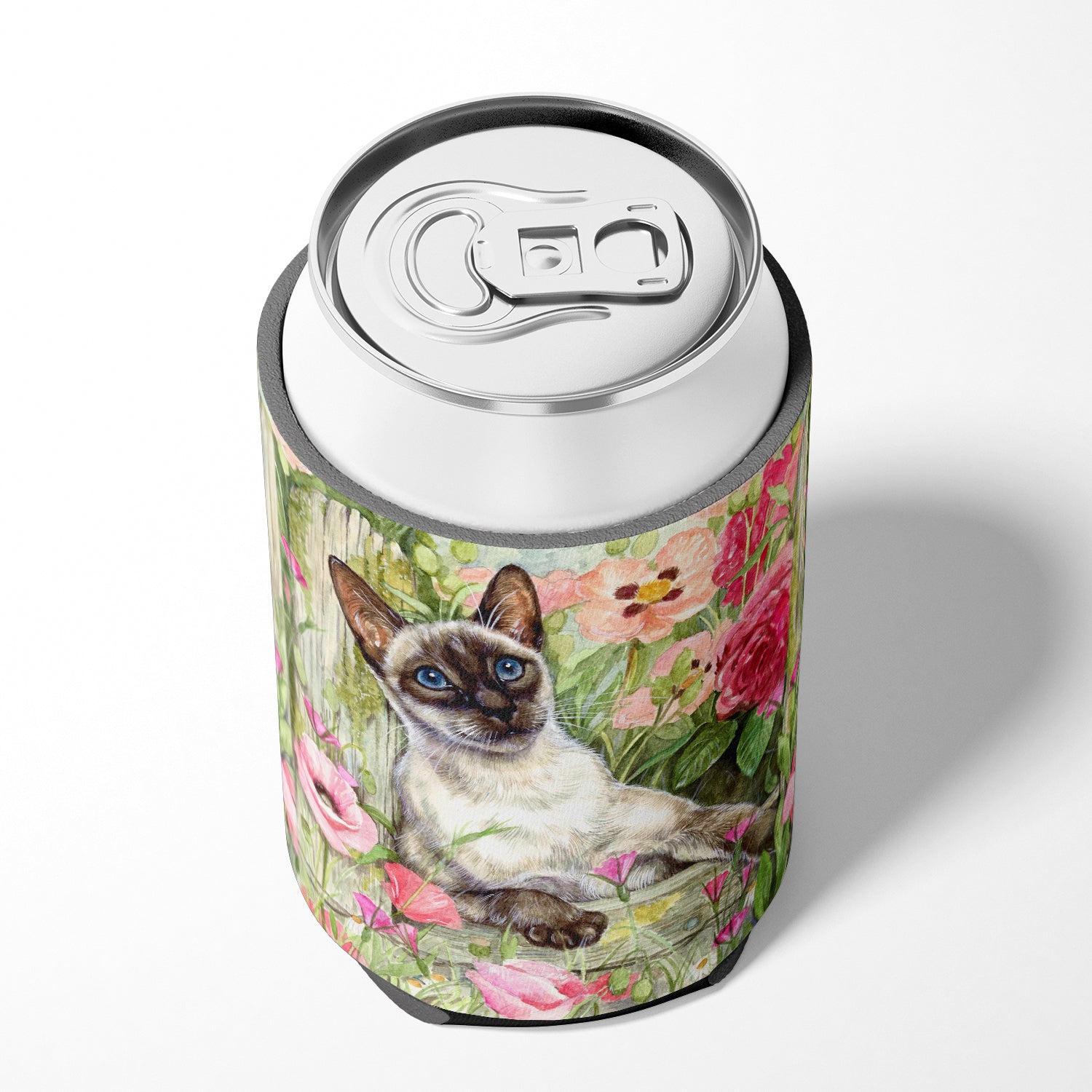 Siamese cat in the Roses Can or Bottle Hugger CDCO0033CC.