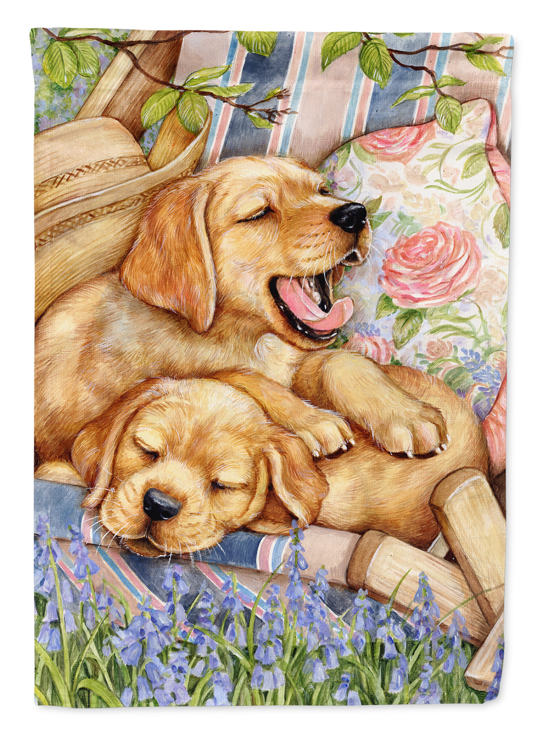 Yellow Labrador Deck Pups Flag Canvas House Size CDCO0194CHF  the-store.com.