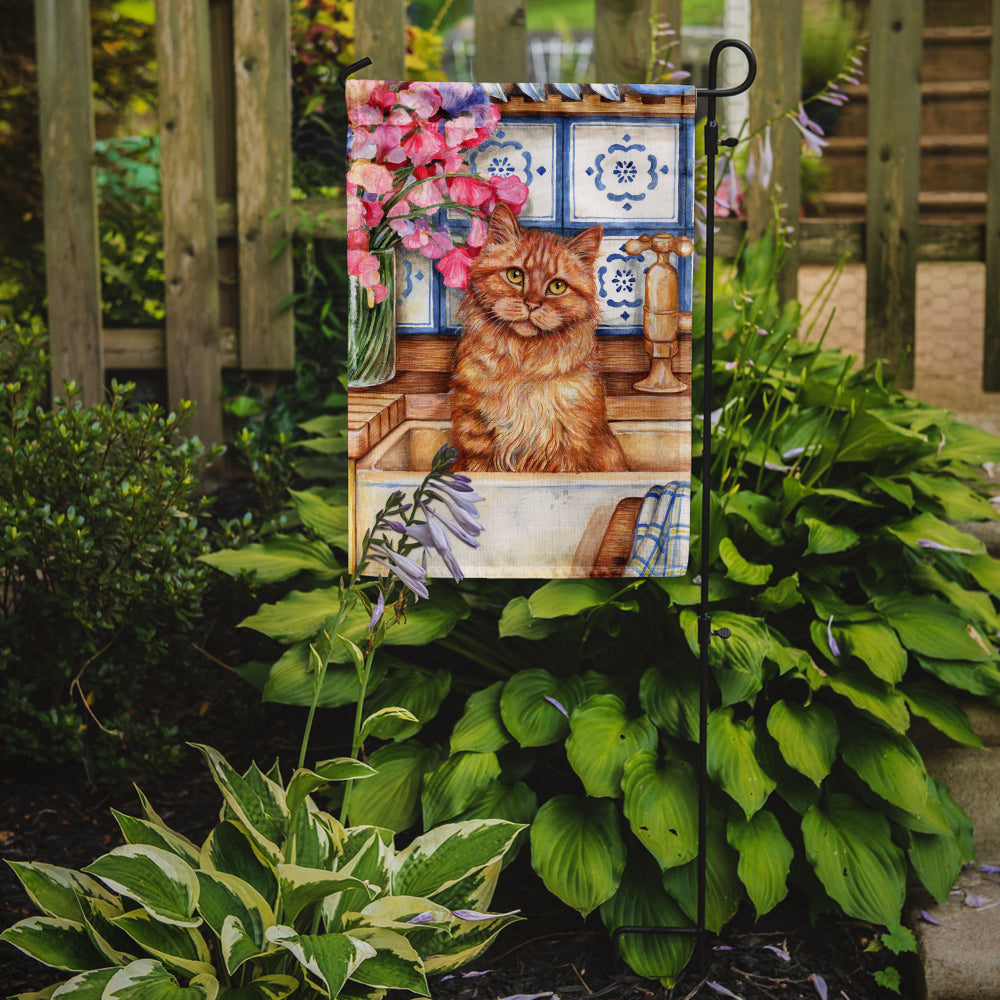 Cat In Sink by Debbie Cook Flag Garden Size CDCO0195GF.