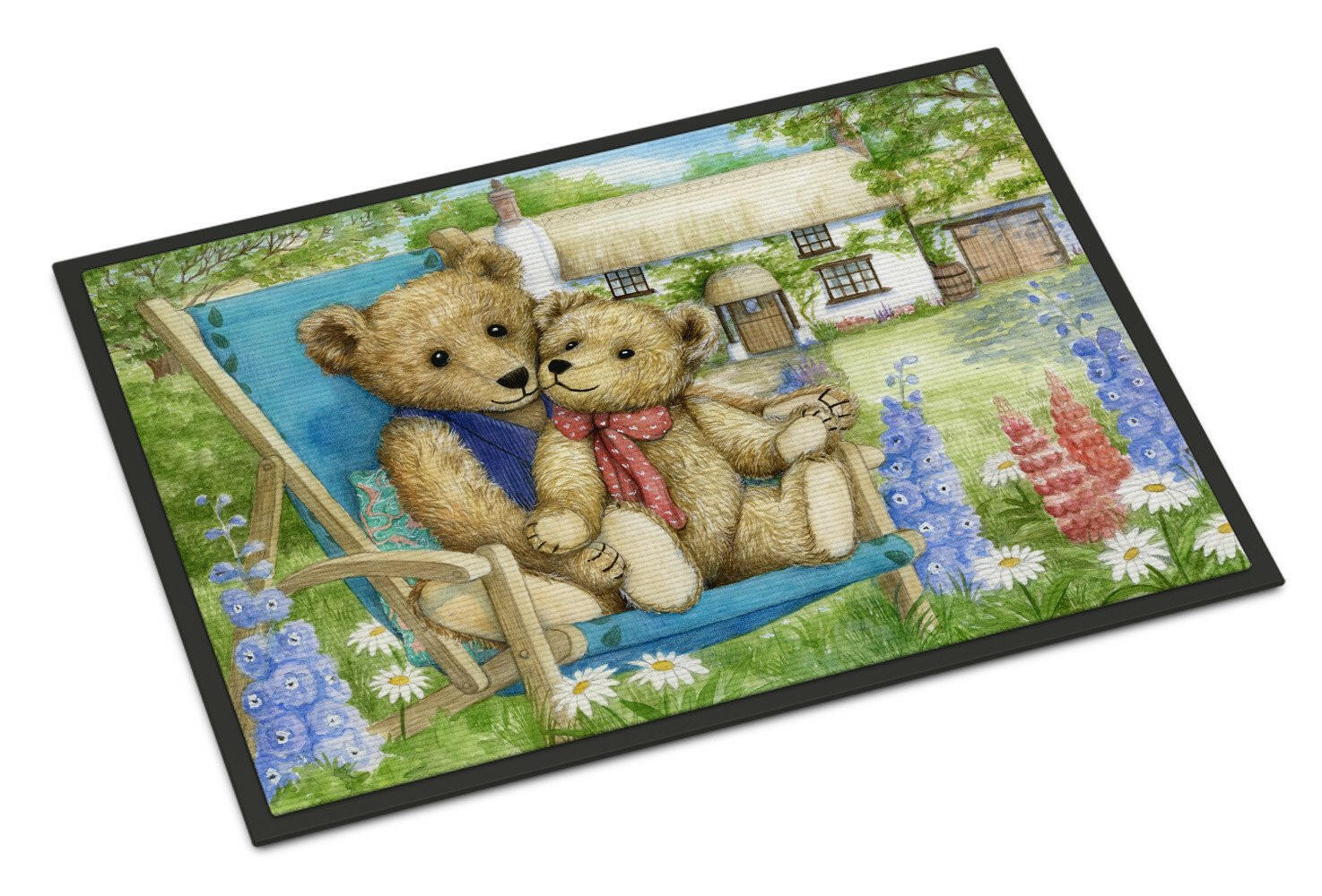 Springtime Teddy Bears in Flowers Indoor or Outdoor Mat 24x36 CDCO0306JMAT - the-store.com