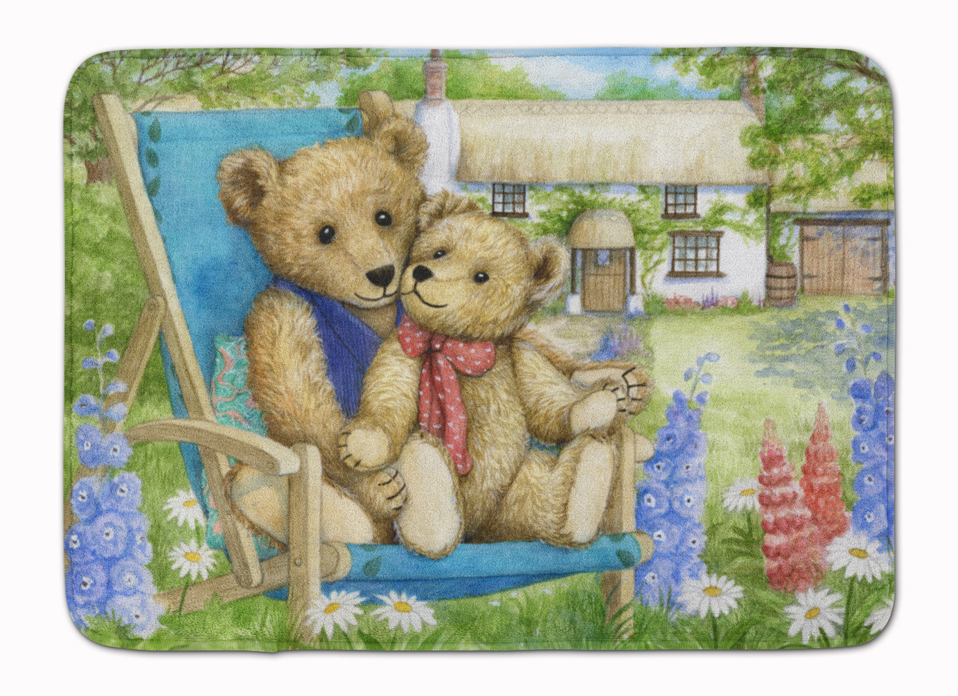 Springtime Teddy Bears in Flowers Machine Washable Memory Foam Mat CDCO0306RUG - the-store.com