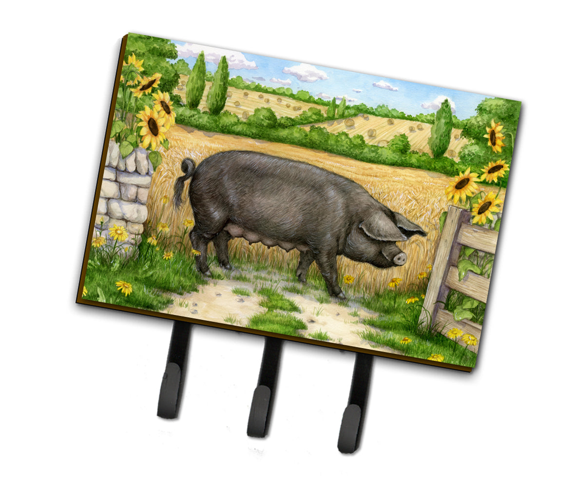 Black Pig with Sunflowers Leash or Key Holder CDCO0373TH68  the-store.com.