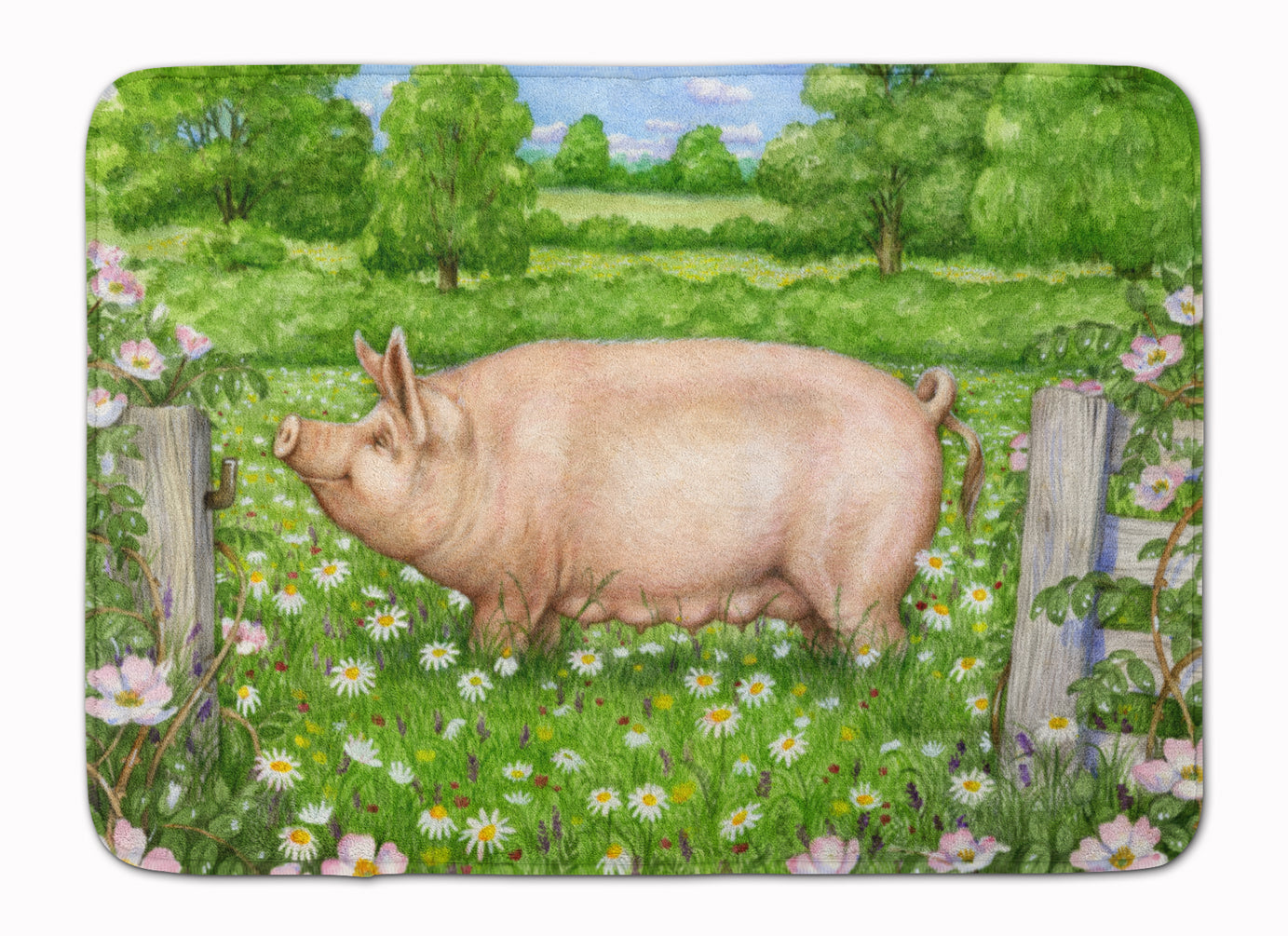 Pig In Dasies by Debbie Cook Machine Washable Memory Foam Mat CDCO0374RUG - the-store.com