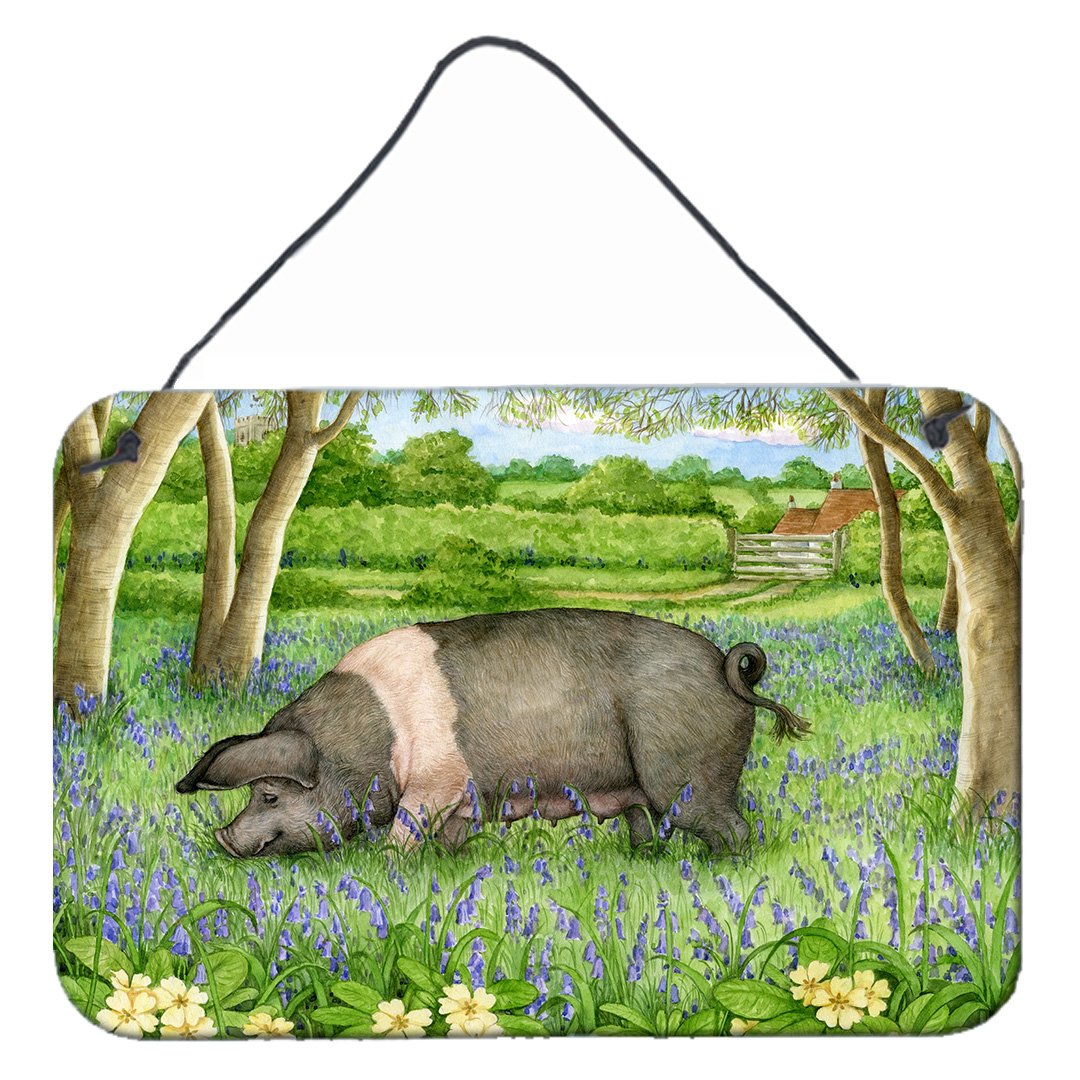 Pig In Bluebells by Debbie Cook Wall or Door Hanging Prints CDCO0377DS812 by Caroline's Treasures