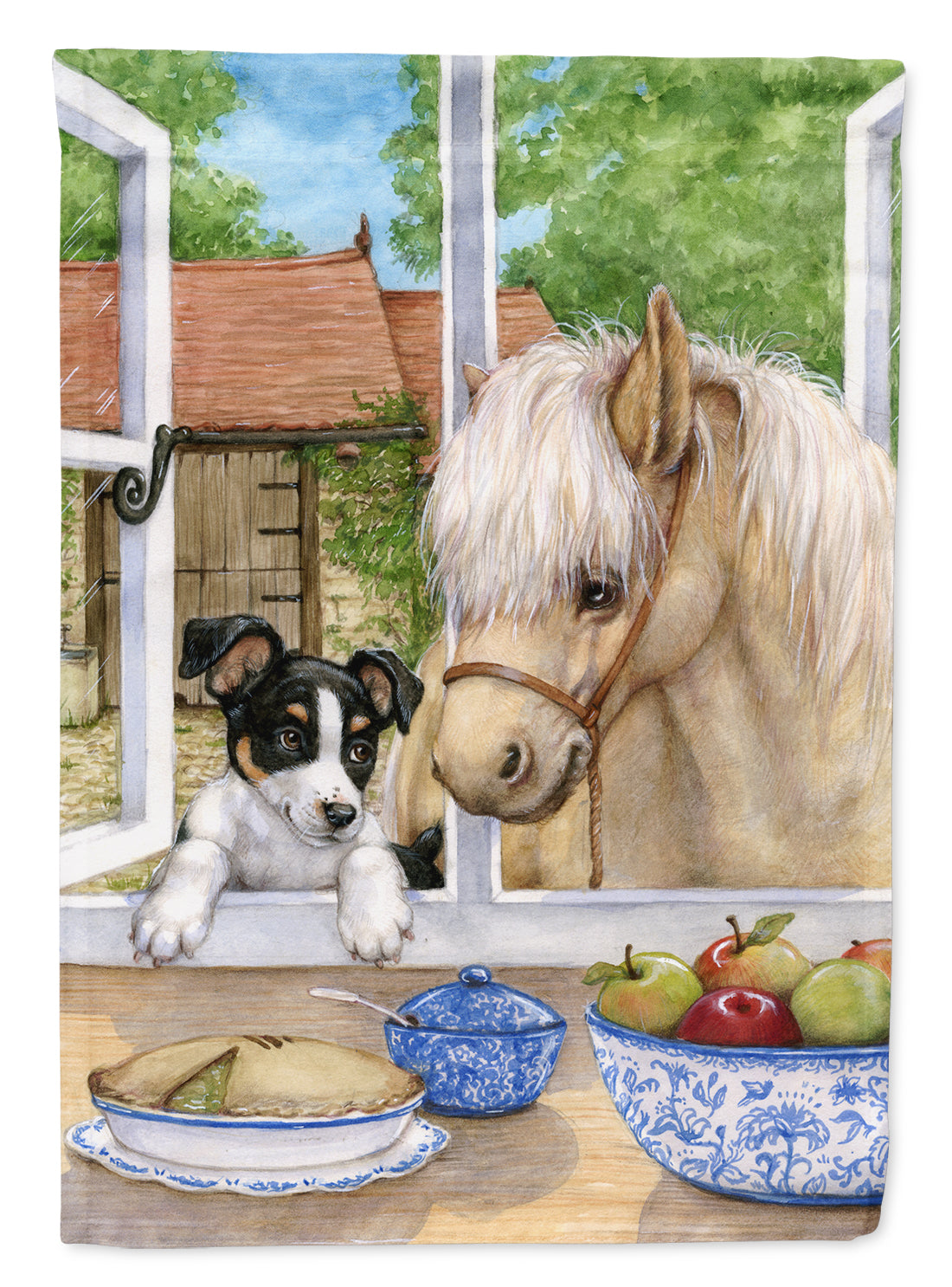 Jack Russel Puppy and Foal Horse Flag Garden Size CDCO0379GF.