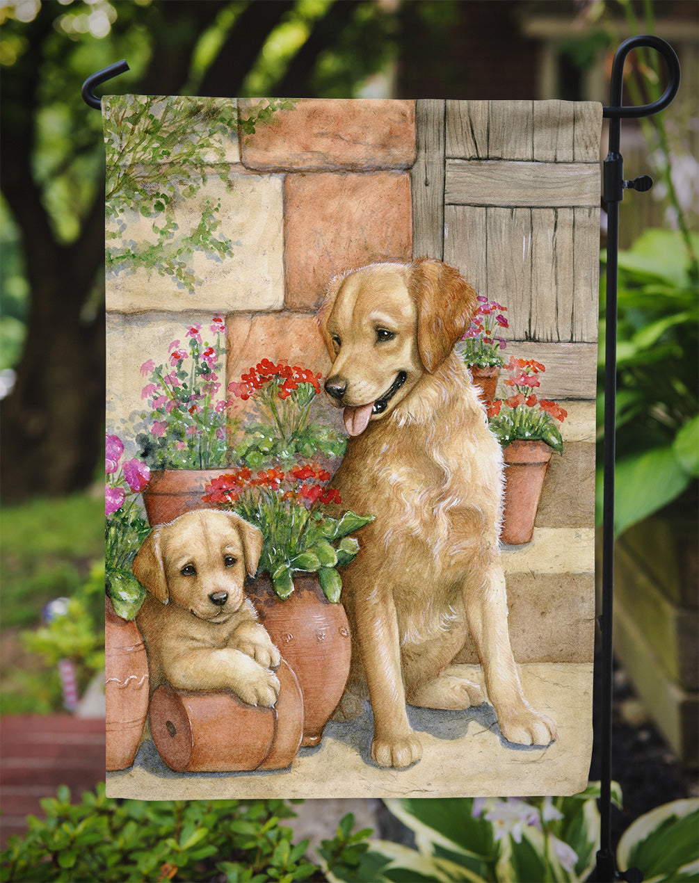 Father and Son Yellow Labrador Flag Garden Size CDCO0383GF.