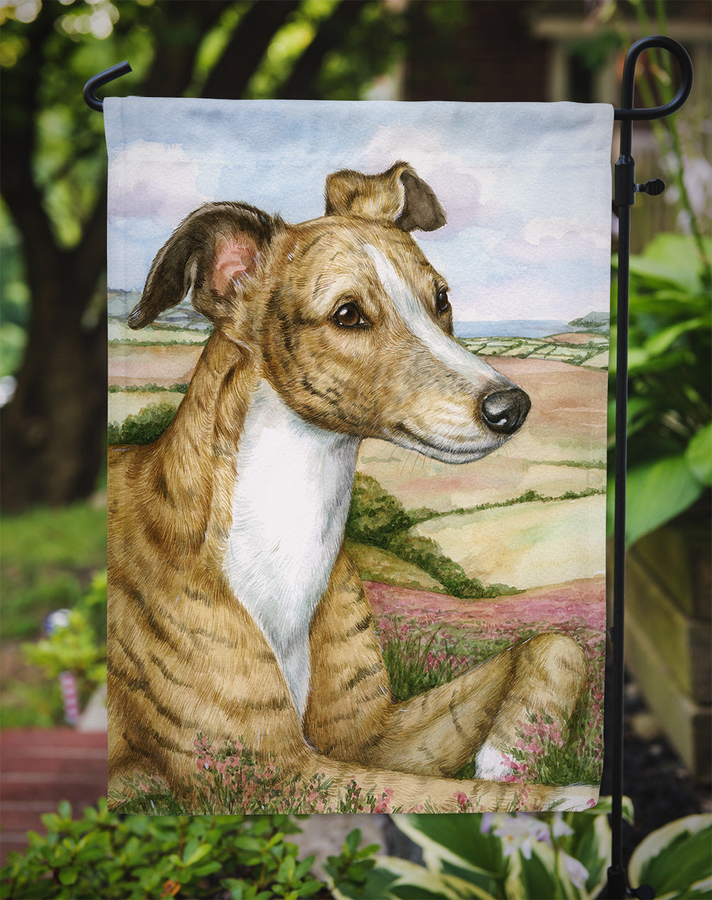 Lurcher by Debbie Cook Flag Garden Size CDCO0385GF.