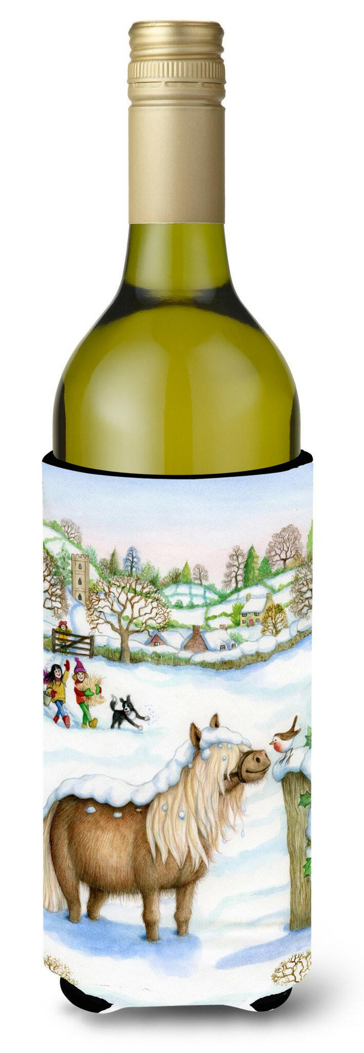 Feeding The Shetland Horse Wine Bottle Beverage Insulator Hugger CDCO0404LITERK by Caroline&#39;s Treasures