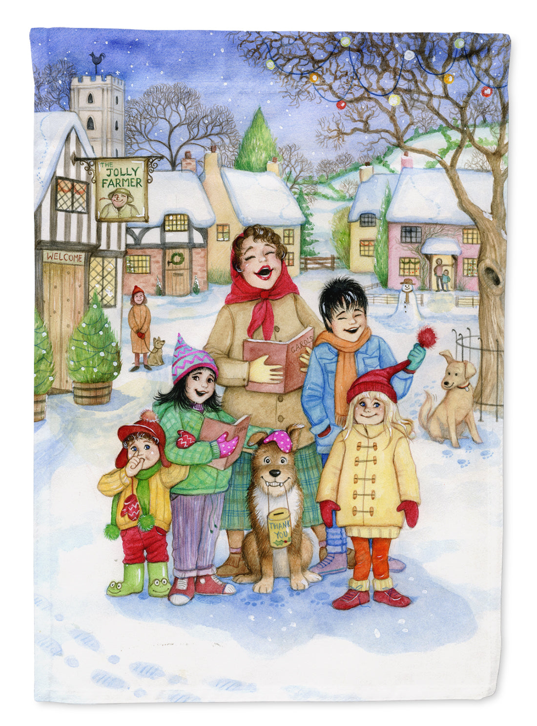 Christmas Carol Singers Flag Canvas House Size CDCO0410CHF  the-store.com.