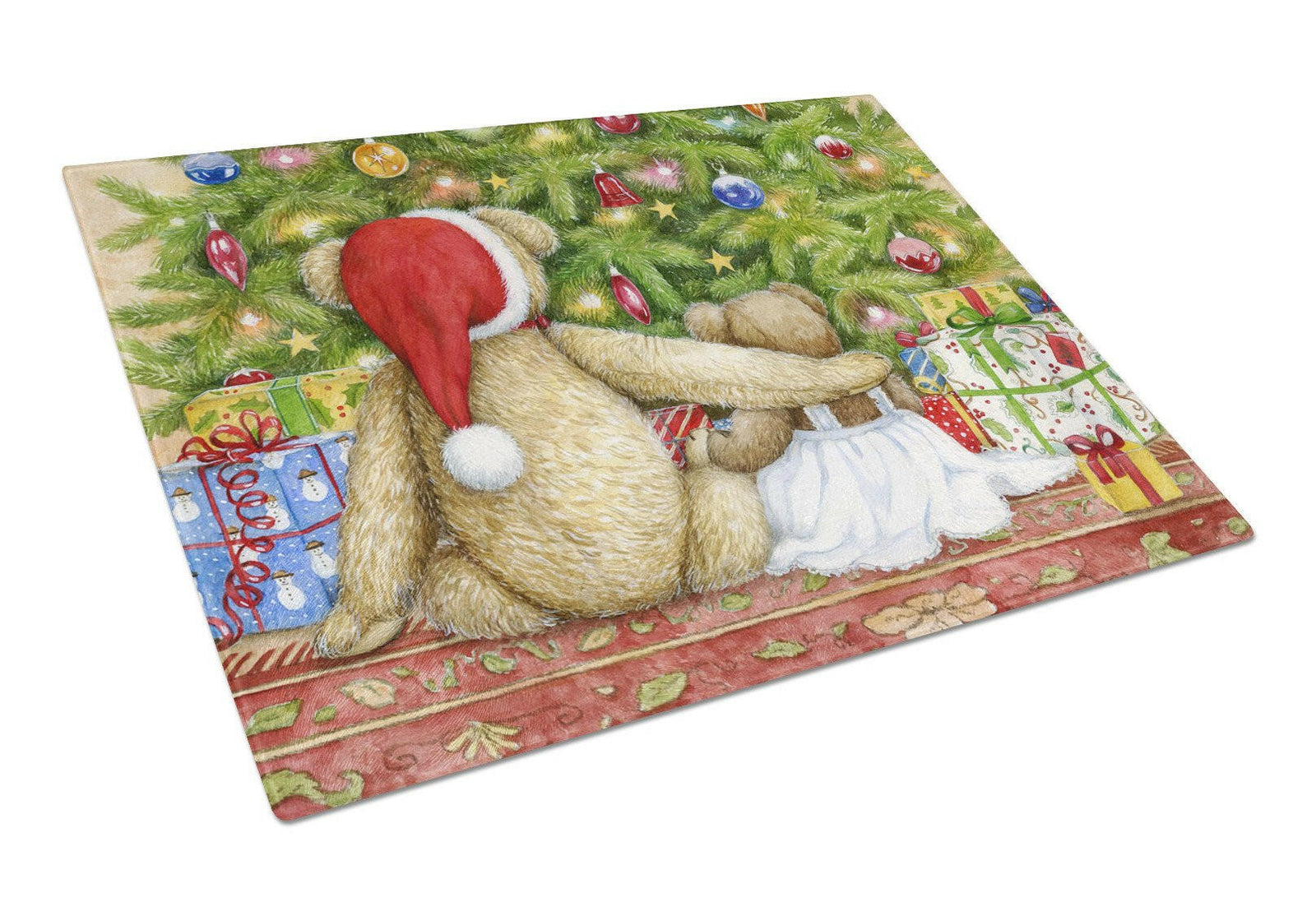 Christmas Teddy Bears with Tree Glass Cutting Board Large CDCO0415LCB by Caroline's Treasures