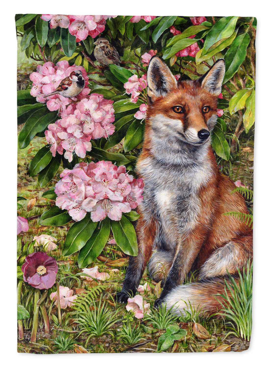 Fox Waiting in Flowers Flag Garden Size CDCO0442GF.