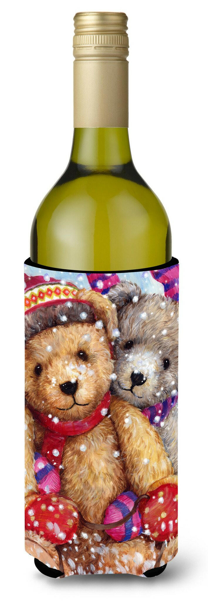 Winter Snow Teddy Bears Wine Bottle Beverage Insulator Hugger CDCO0461LITERK by Caroline's Treasures