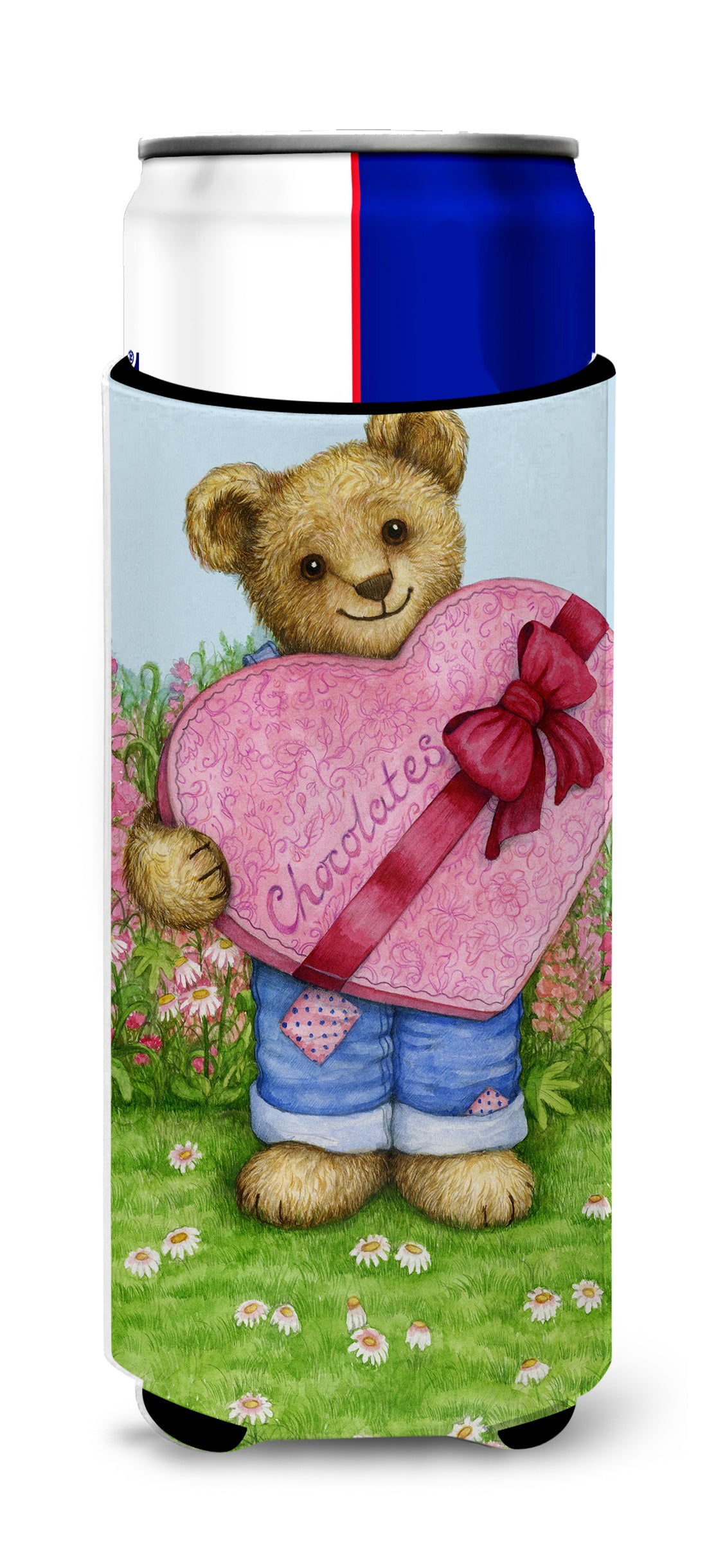 Valentine Teddy Bear with Chocolates Ultra Beverage Insulators for slim cans CDCO318AMUK  the-store.com.