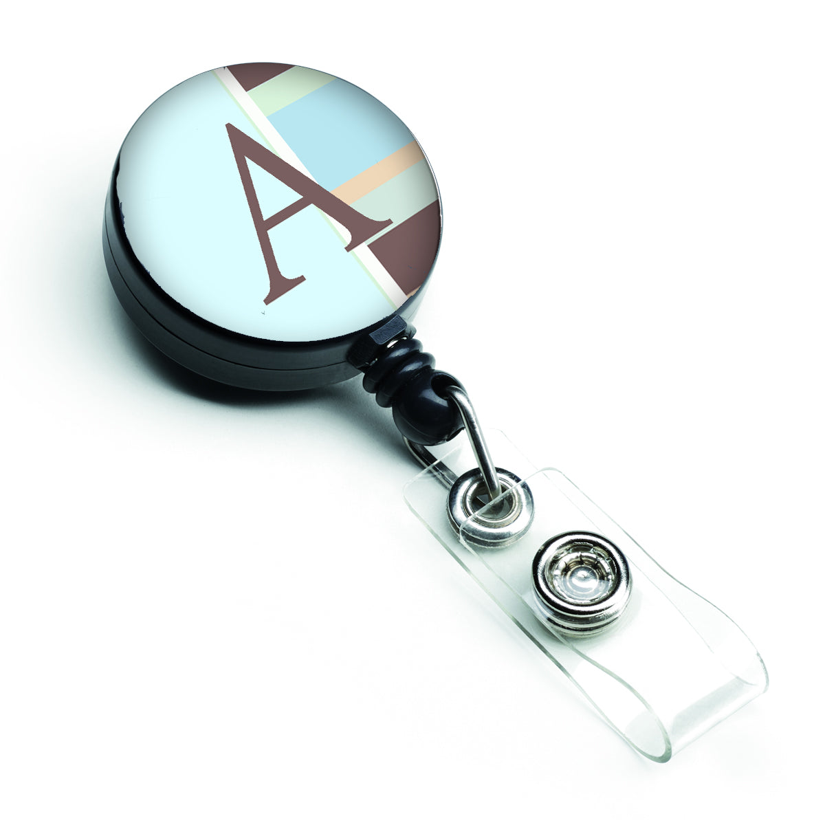 Letter A Monogram - Blue Stripes Retractable Badge Reel CJ1003-ABR  the-store.com.