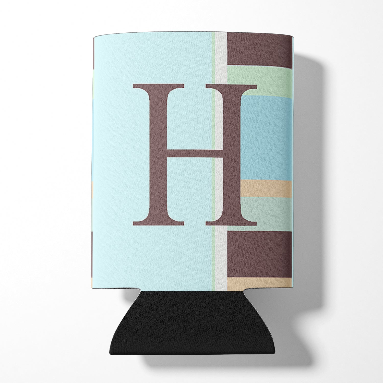 Letter H Initial Monogram - Blue Stripes Can or Bottle Beverage Insulator Hugger.