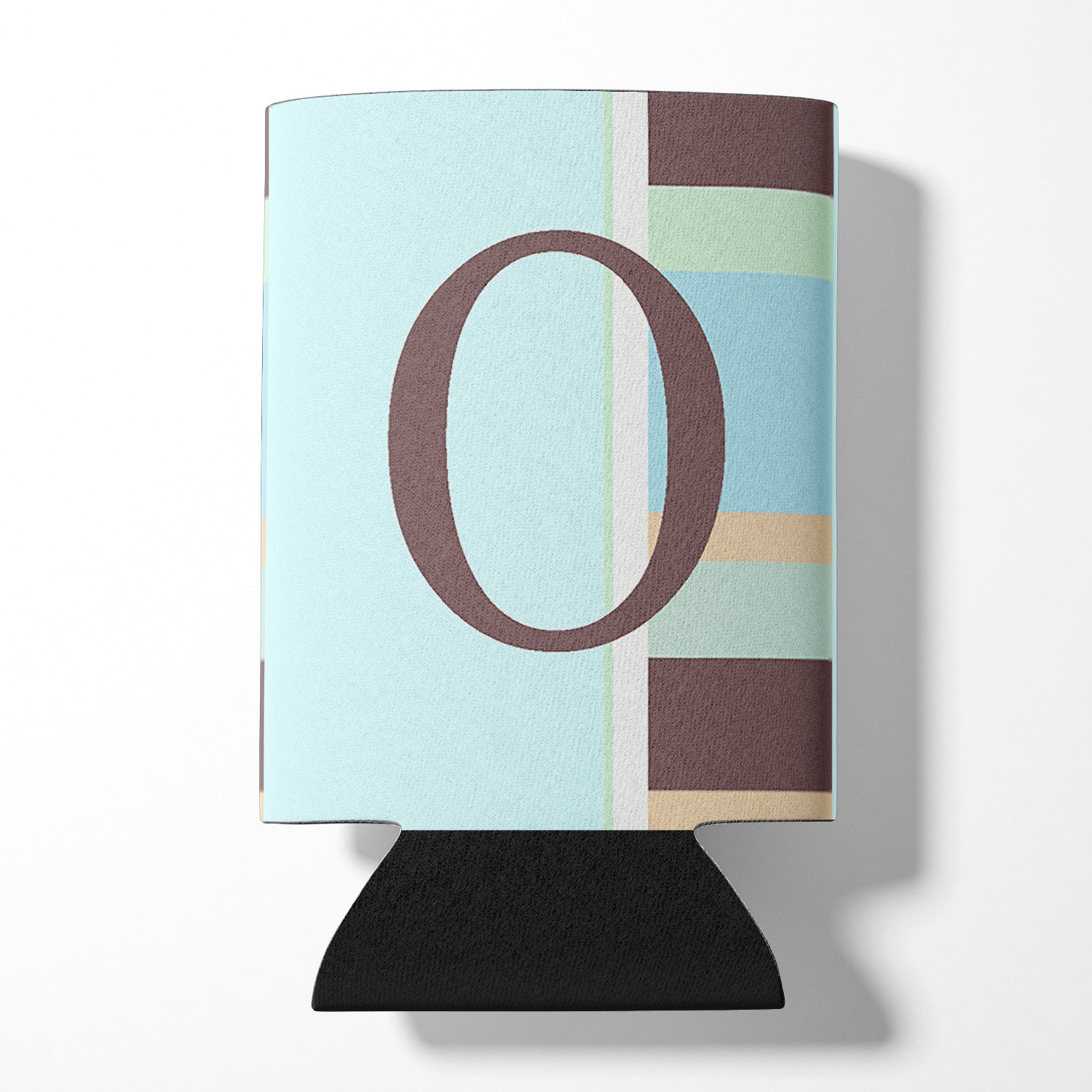 Letter O Initial Monogram - Blue Stripes Can or Bottle Beverage Insulator Hugger.