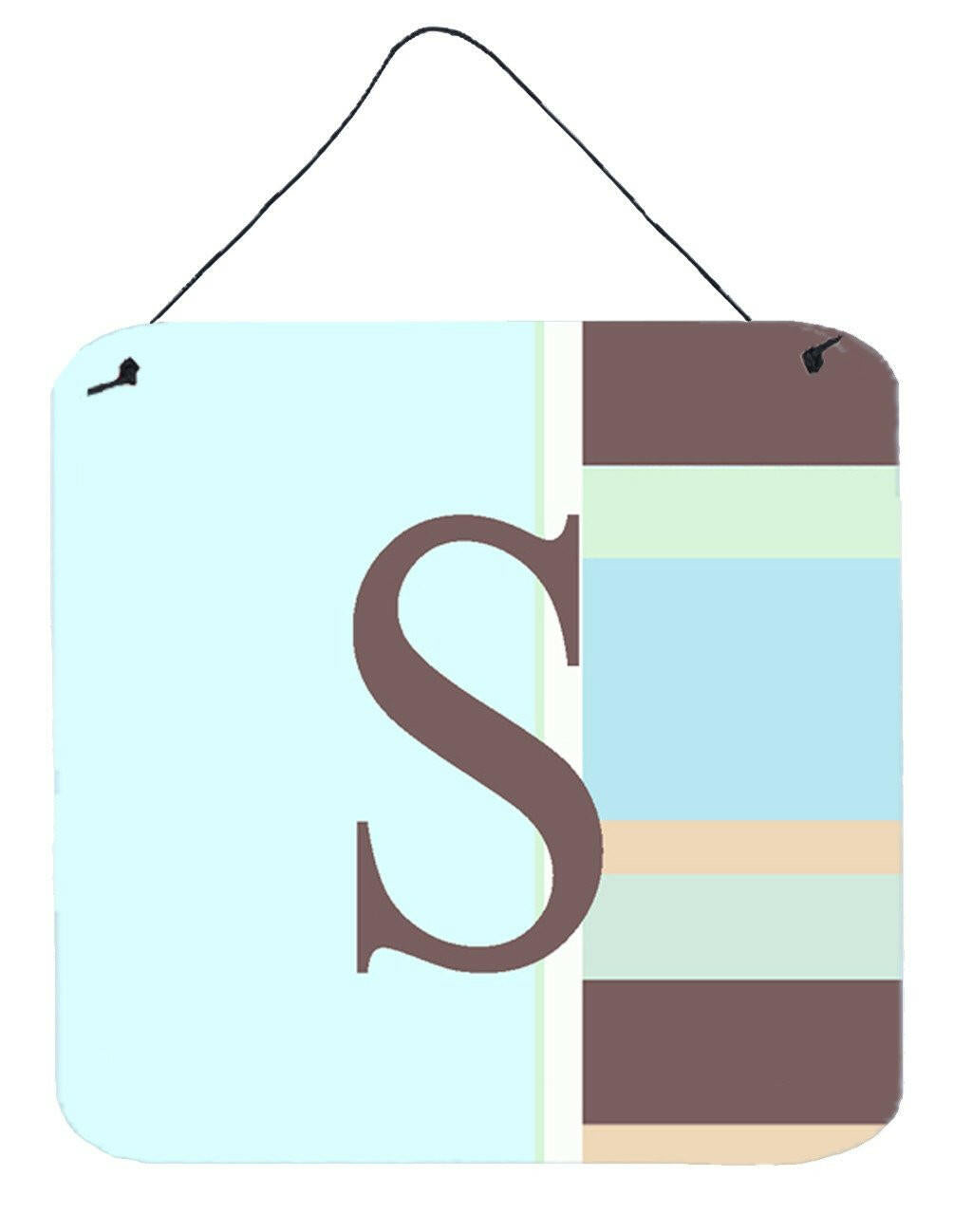 Letter S Initial Monogram - Blue Stripes Wall or Door Hanging Prints by Caroline's Treasures