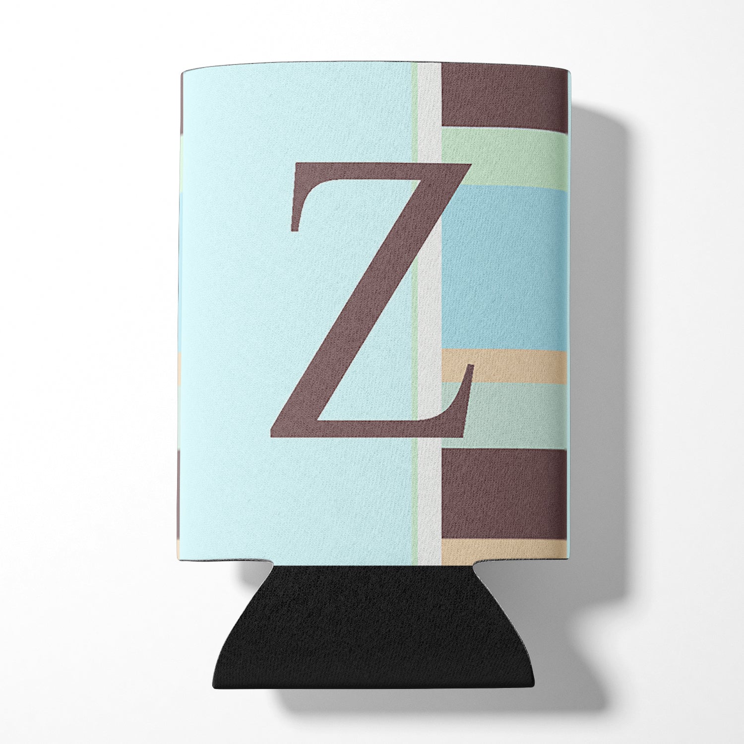 Letter Z Initial Monogram - Blue Stripes Can or Bottle Beverage Insulator Hugger.