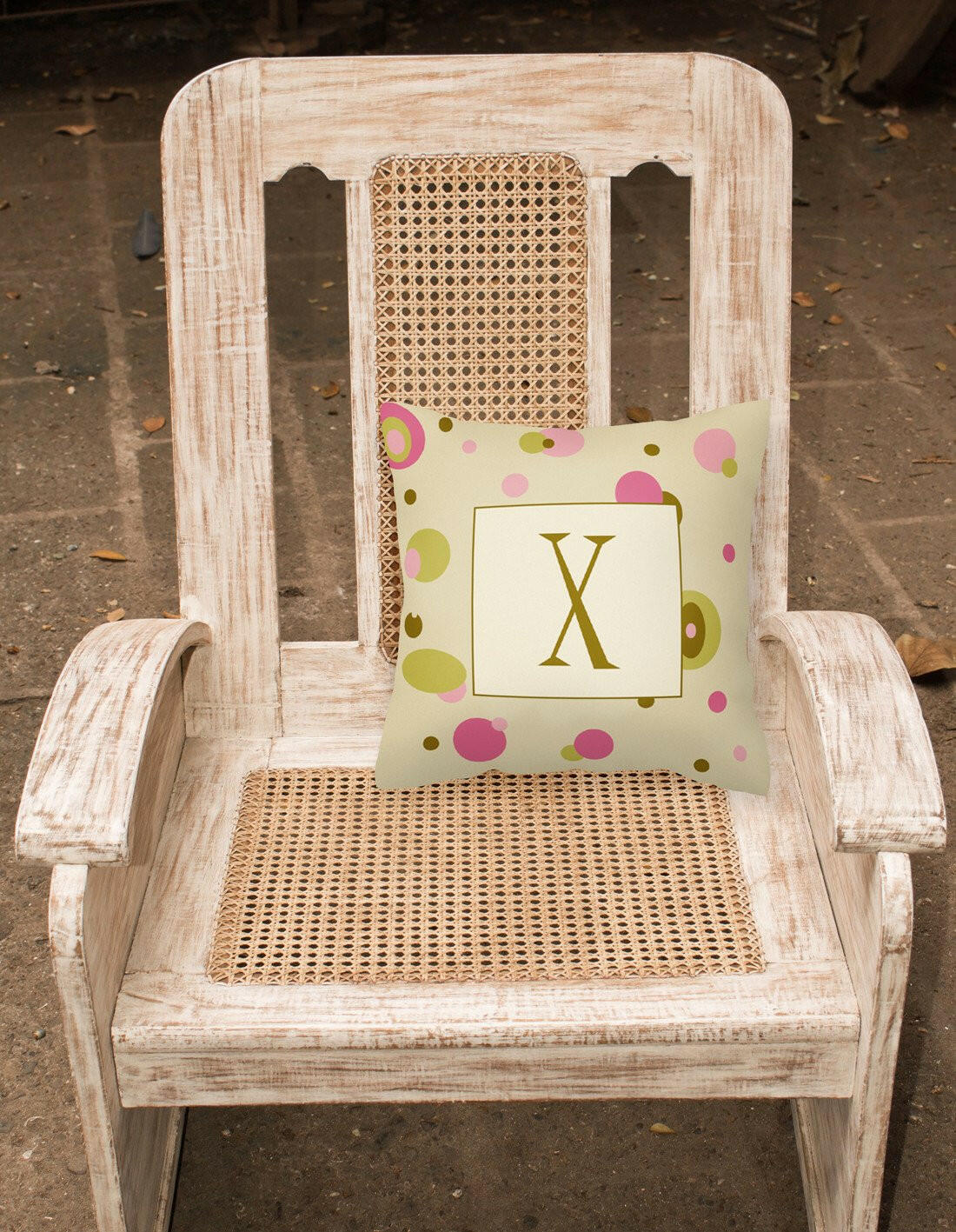 Letter X Initial Monogram - Tan Dots Decorative   Canvas Fabric Pillow - the-store.com