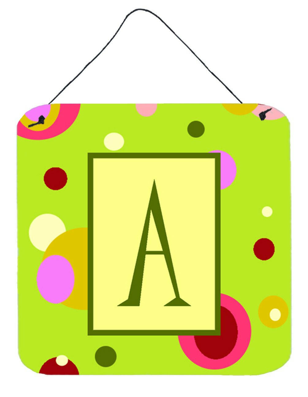 Letter A Initial Monogram - Green Aluminium Metal Wall or Door Hanging Prints by Caroline&#39;s Treasures