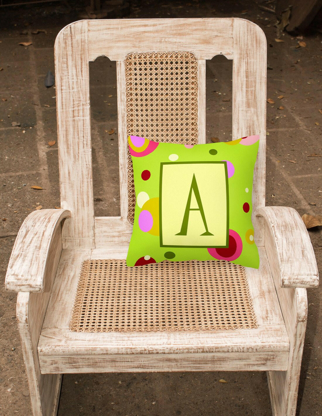 Letter A Monogram - Lime Green Fabric Decorative Pillow CJ1010-APW1414 - the-store.com