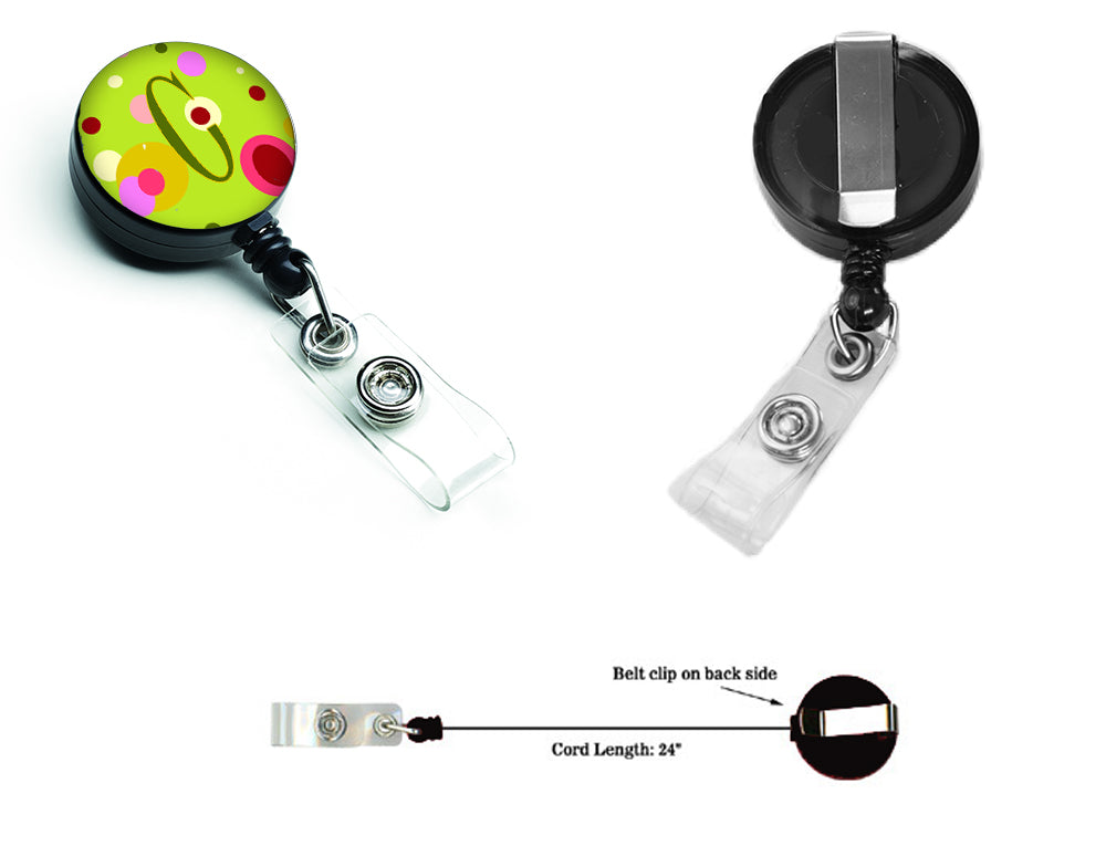 Letter C Monogram - Lime Green Retractable Badge Reel CJ1010-CBR  the-store.com.