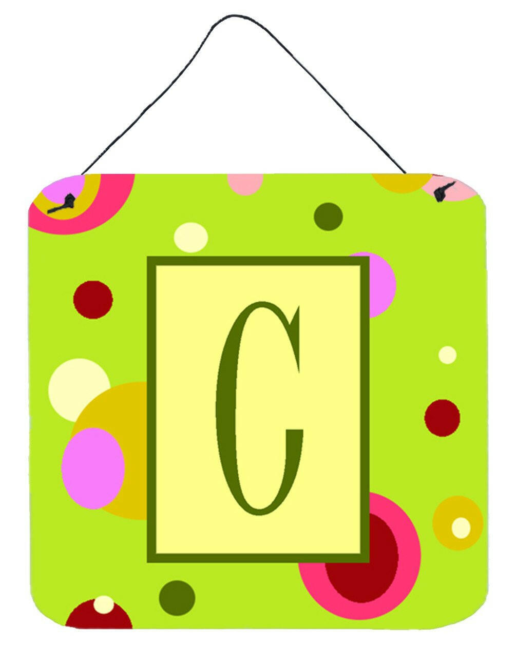 Letter C Initial Monogram - Green Aluminium Metal Wall or Door Hanging Prints by Caroline's Treasures