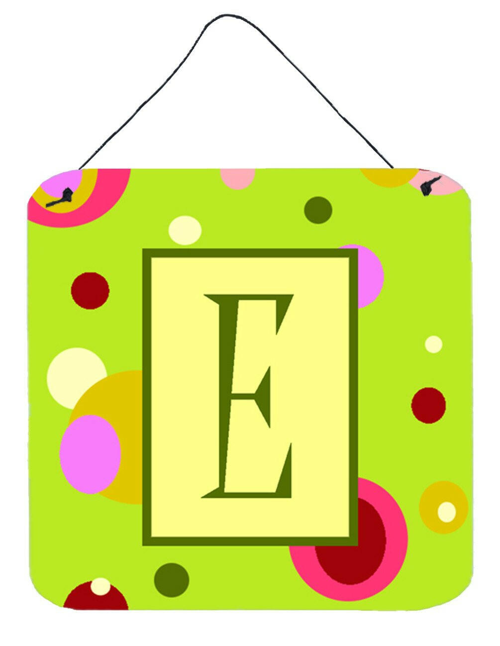 Letter E Initial Monogram - Green Aluminium Metal Wall or Door Hanging Prints by Caroline&#39;s Treasures