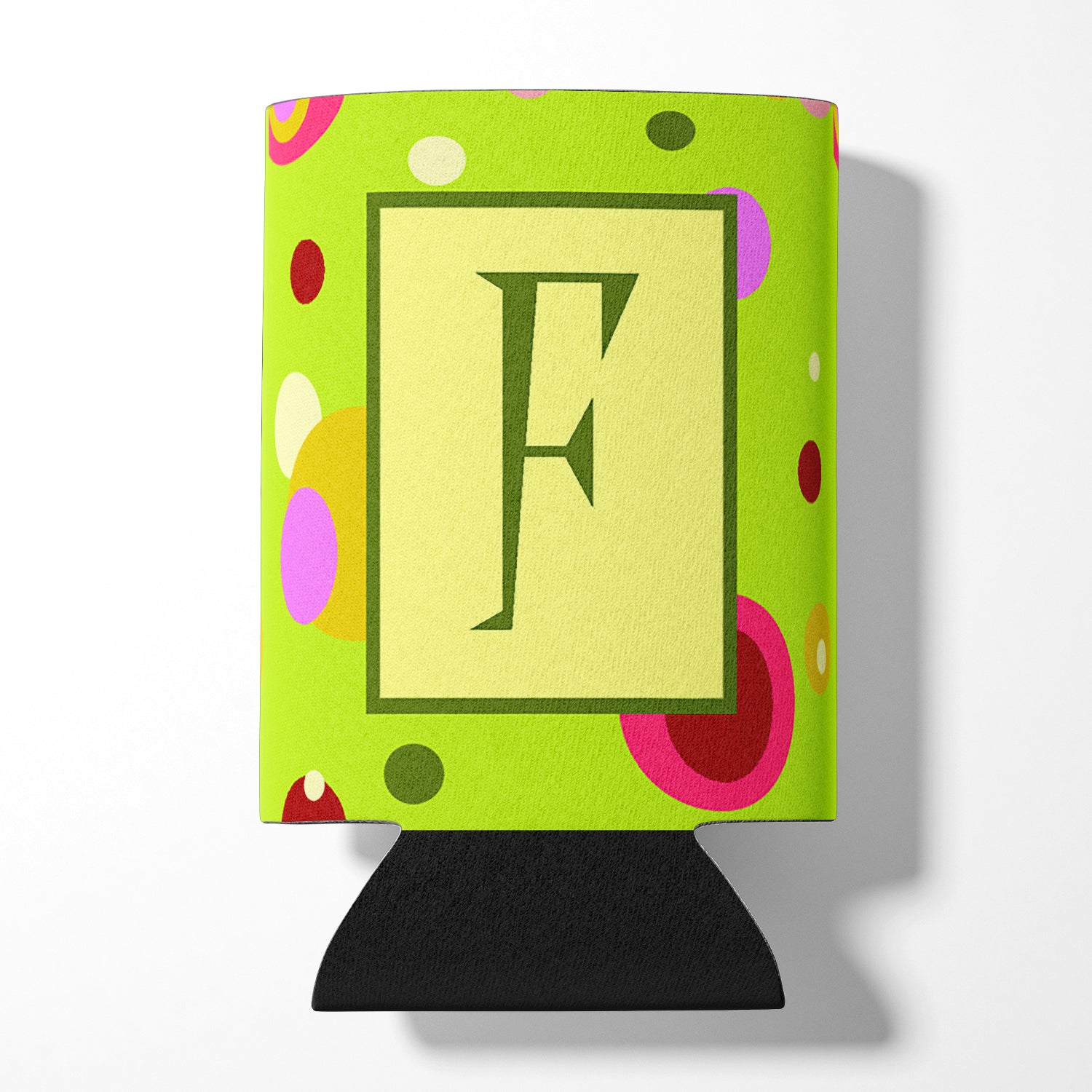 Letter F Initial Monogram - Green Can or Bottle Beverage Insulator Hugger.