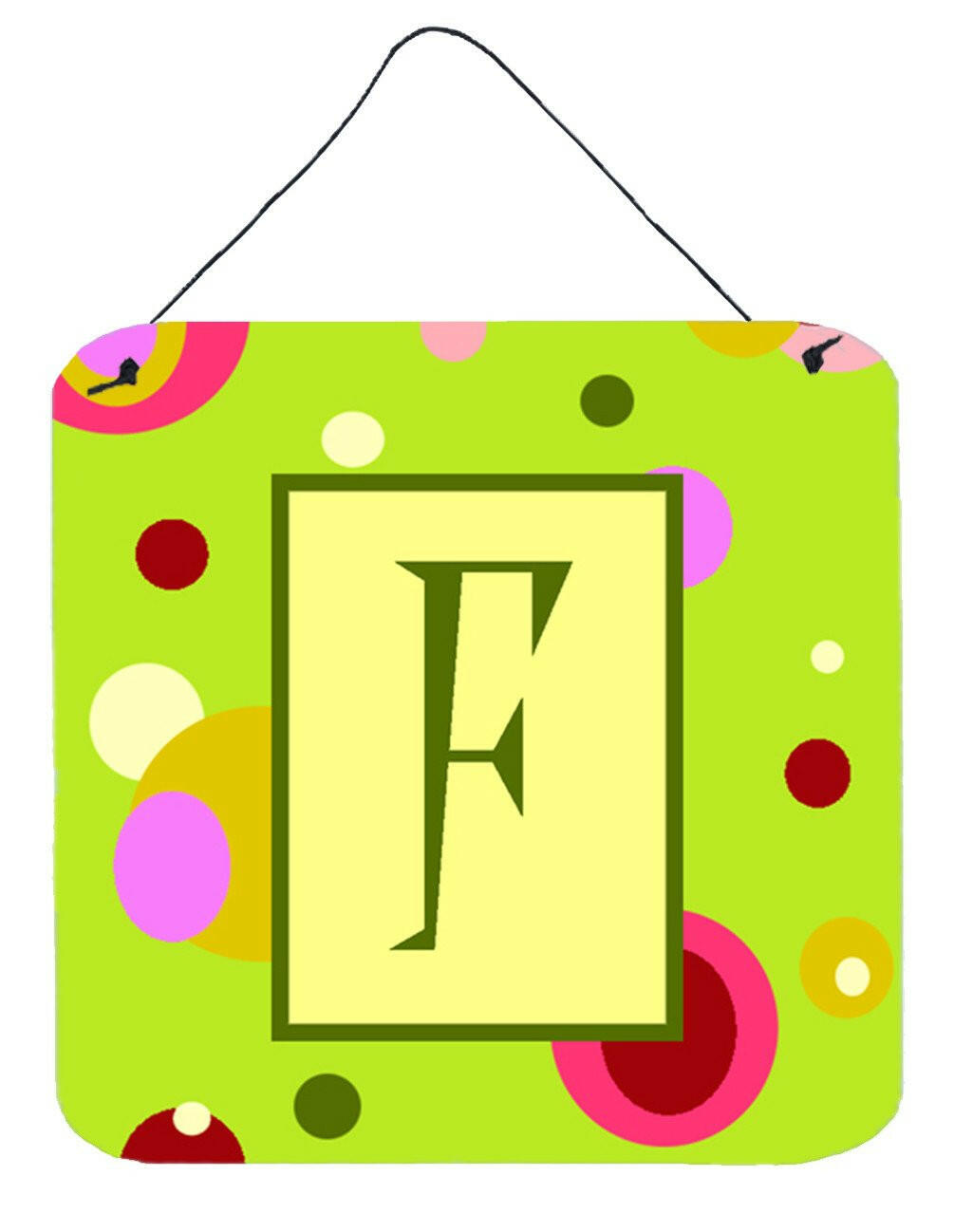 Letter F Initial Monogram - Green Aluminium Metal Wall or Door Hanging Prints by Caroline's Treasures