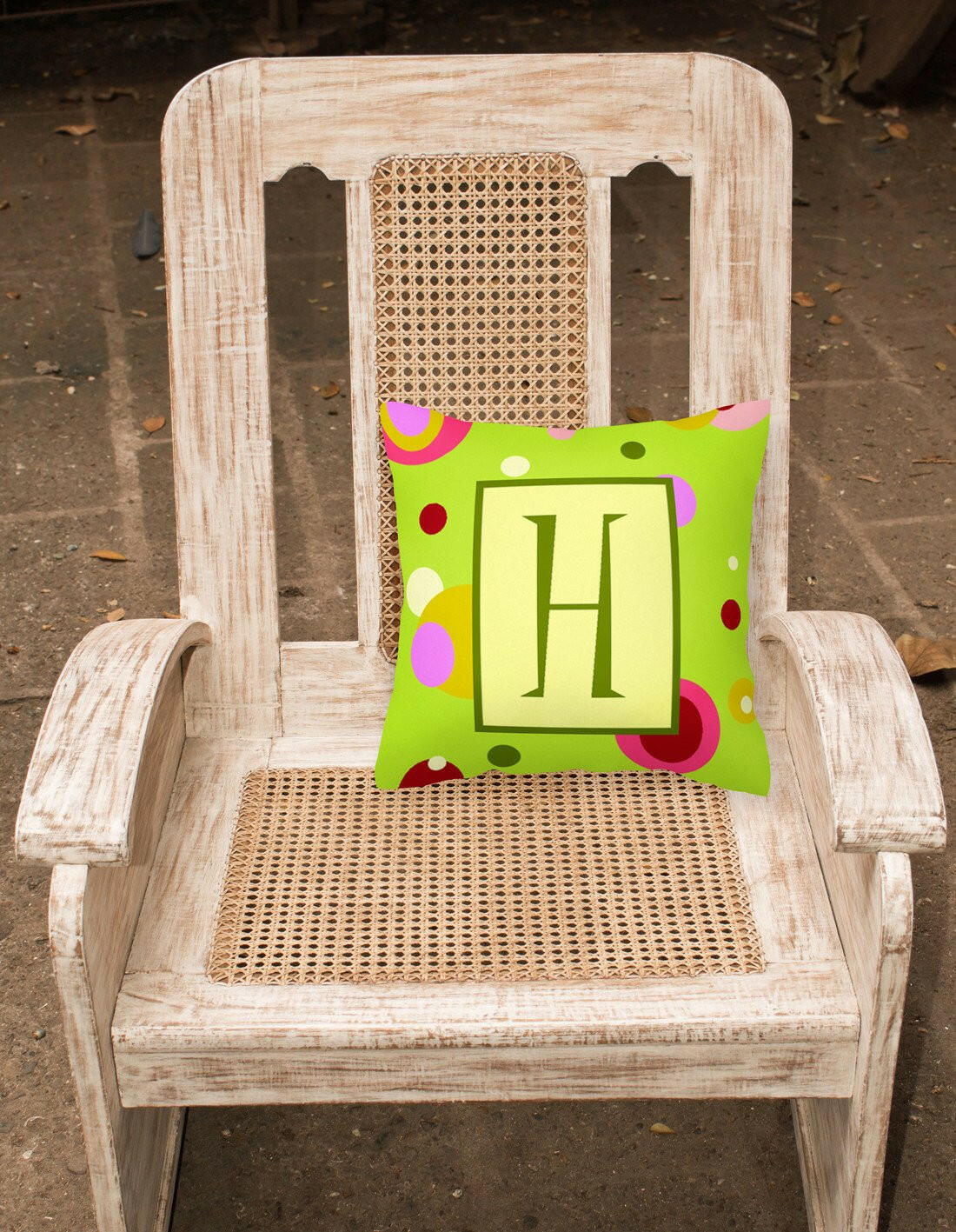 Letter H Initial Monogram - Green Decorative   Canvas Fabric Pillow - the-store.com