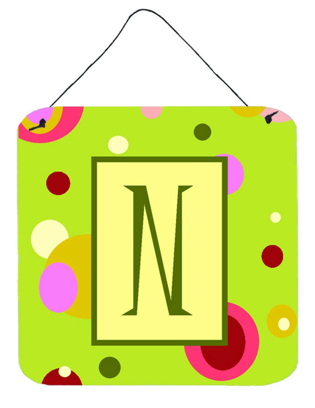 Letter N Initial Monogram - Green Aluminium Metal Wall or Door Hanging Prints by Caroline's Treasures