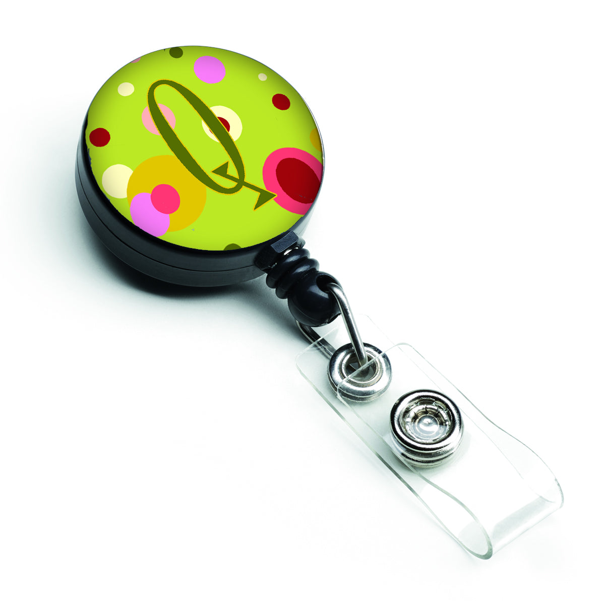 Letter Q Monogram - Lime Green Retractable Badge Reel CJ1010-QBR  the-store.com.