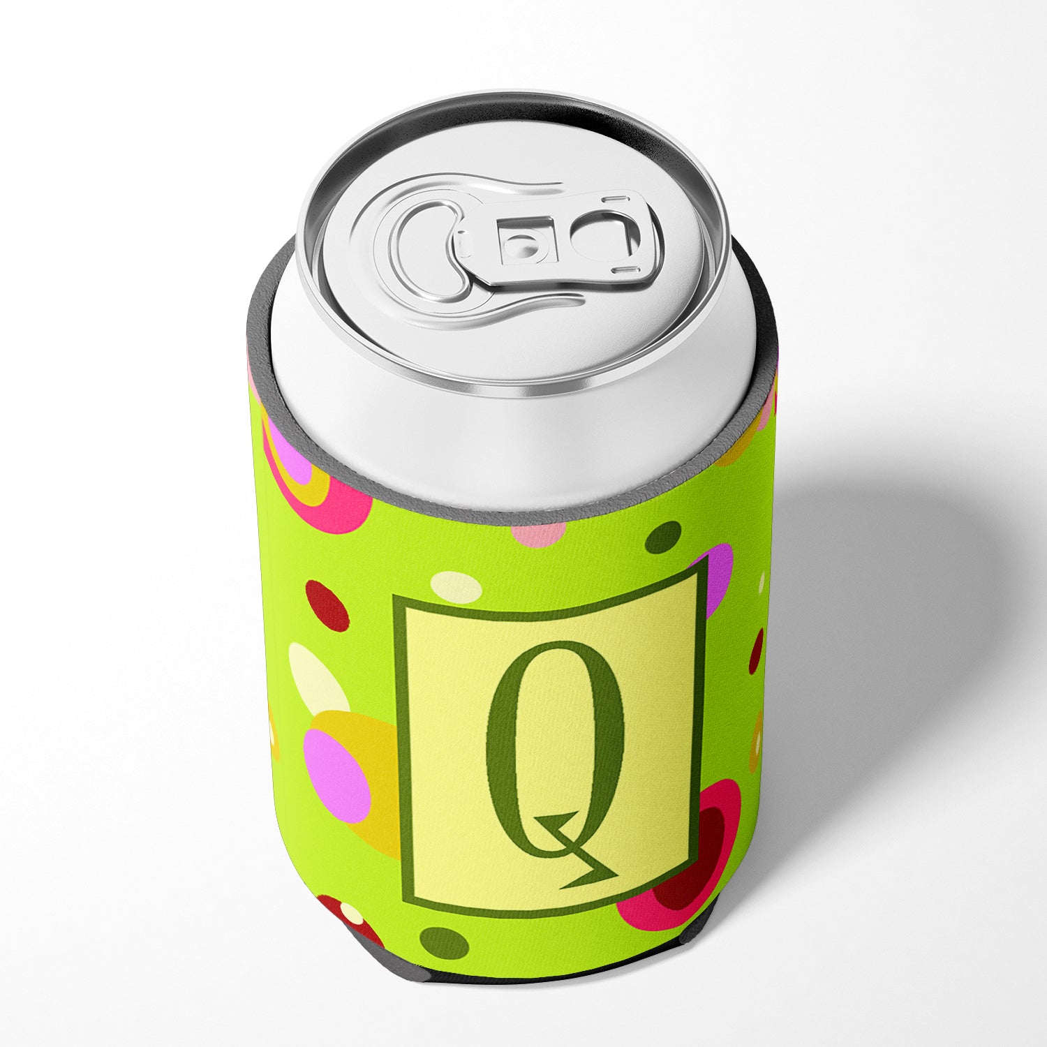 Letter Q Initial Monogram - Green Can or Bottle Beverage Insulator Hugger.